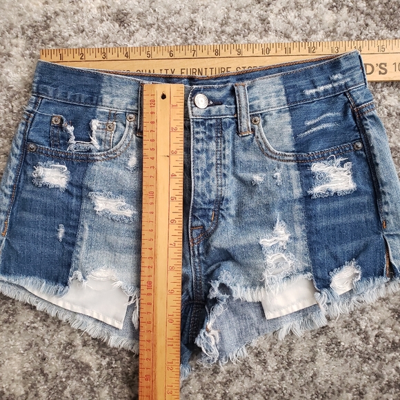 SOLD LOT AE | Vintage High Rise Ultra Distressed Festival Denim Jean Shorts 2 - Picture 10 of 12